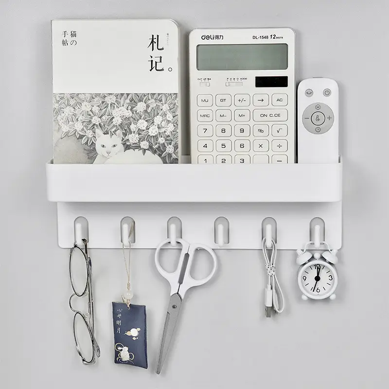 White Wall-Mounted Key Holder Rack for Bedroom Bathroom - Image 3