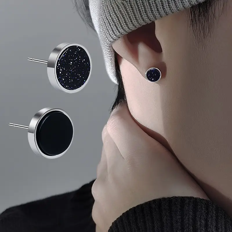 Men's 999 Foot Silver Earrings High-end Hip Hop Ruffian Handsome - Image 3