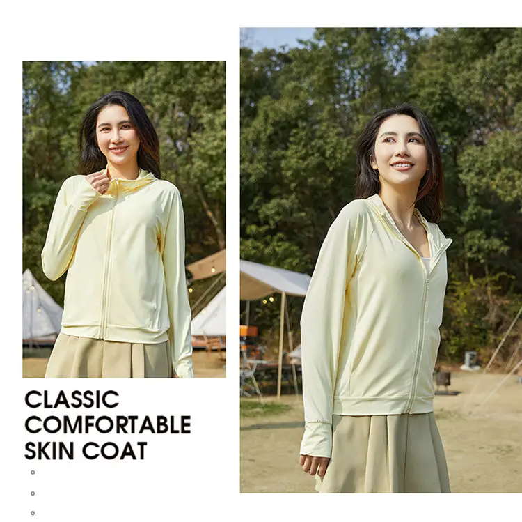 Women Ice Silk Sunscreen Jacket Cream Yellow — feature 19