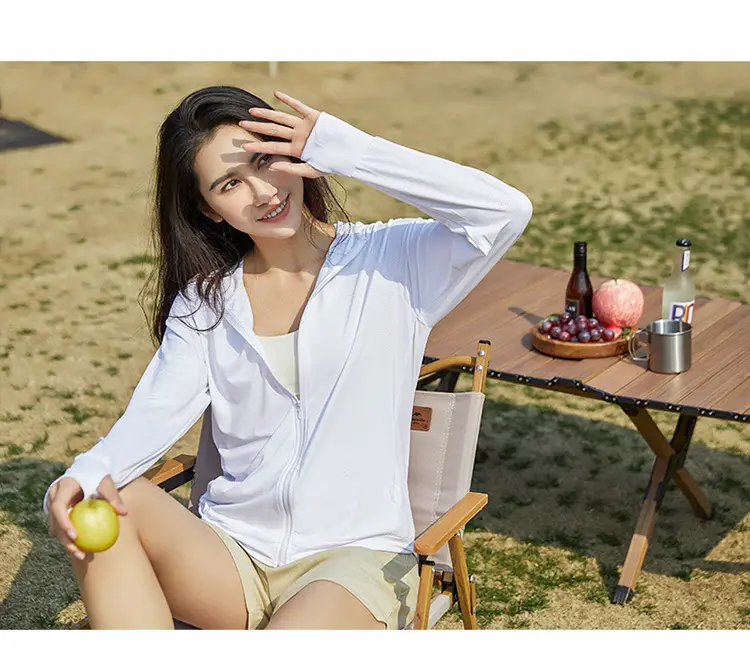 Women Ice Silk Sunscreen Jacket Cream Yellow — feature 20