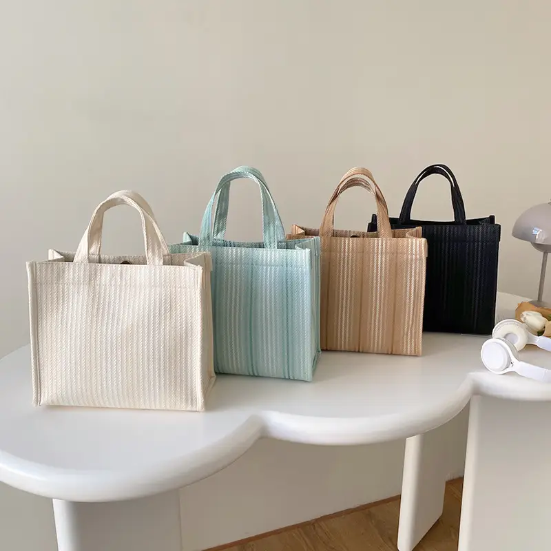 Canvas Striped Women's Hand Tote Bag Large Capacity - Image 7