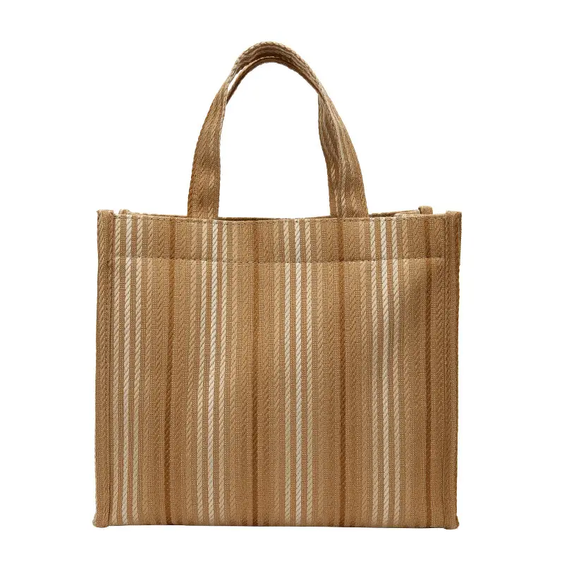 Canvas Striped Women's Hand Tote Bag Large Capacity - Image 2