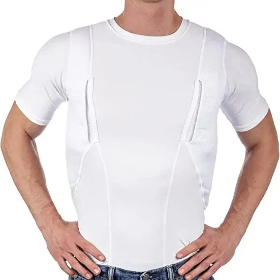 2025 Summer Cross-Border Men's Blue Hidden Holster T-Shirt - Image 7
