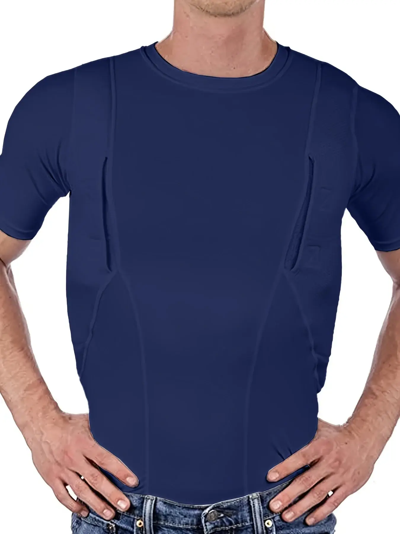 2025 Summer Cross-Border Men's Blue Hidden Holster T-Shirt — feature 23