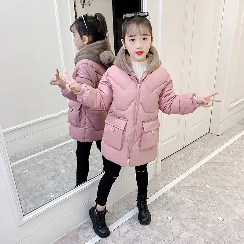 New Winter Girls Red Hooded Coat Medium Large Kids - Image 5