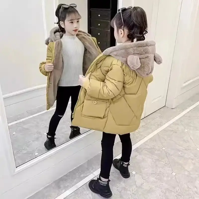New Winter Girls Red Hooded Coat Medium Large Kids — feature 1