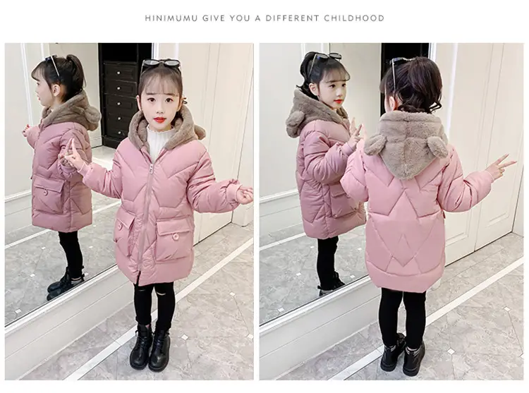 New Winter Girls Red Hooded Coat Medium Large Kids — feature 11