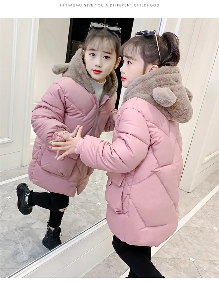 New Winter Girls Red Hooded Coat Medium Large Kids — feature 12