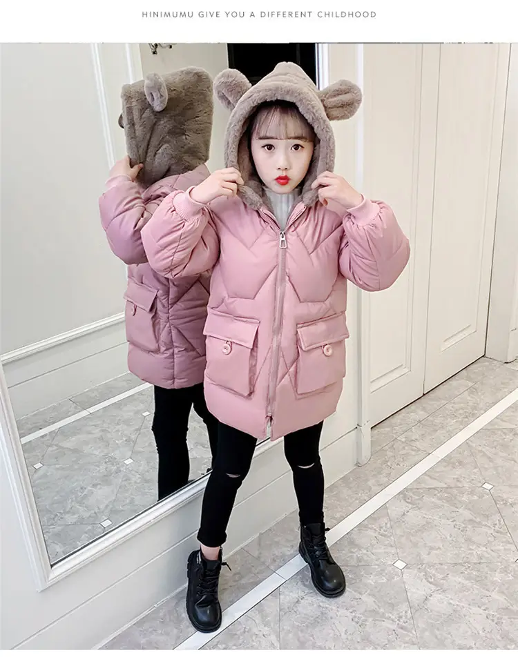 New Winter Girls Red Hooded Coat Medium Large Kids — feature 13
