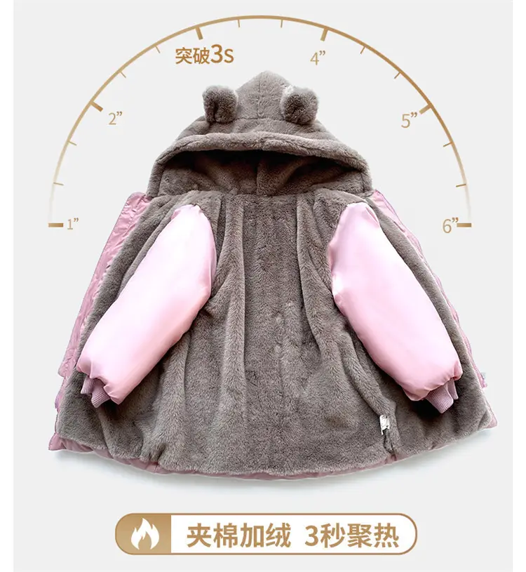 New Winter Girls Red Hooded Coat Medium Large Kids — feature 4