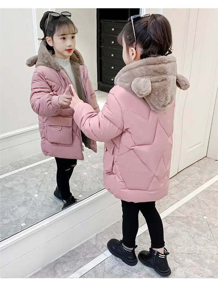 New Winter Girls Red Hooded Coat Medium Large Kids — feature 9