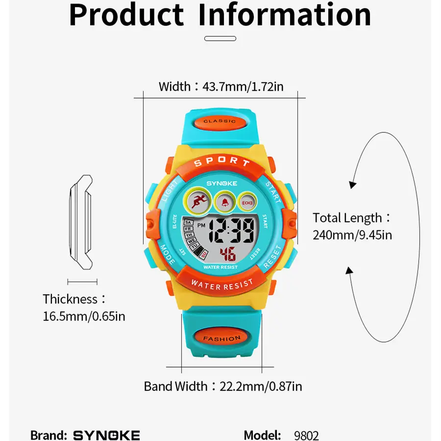 SYNOKE Waterproof Kids Watch Sport Colorful - Image 7