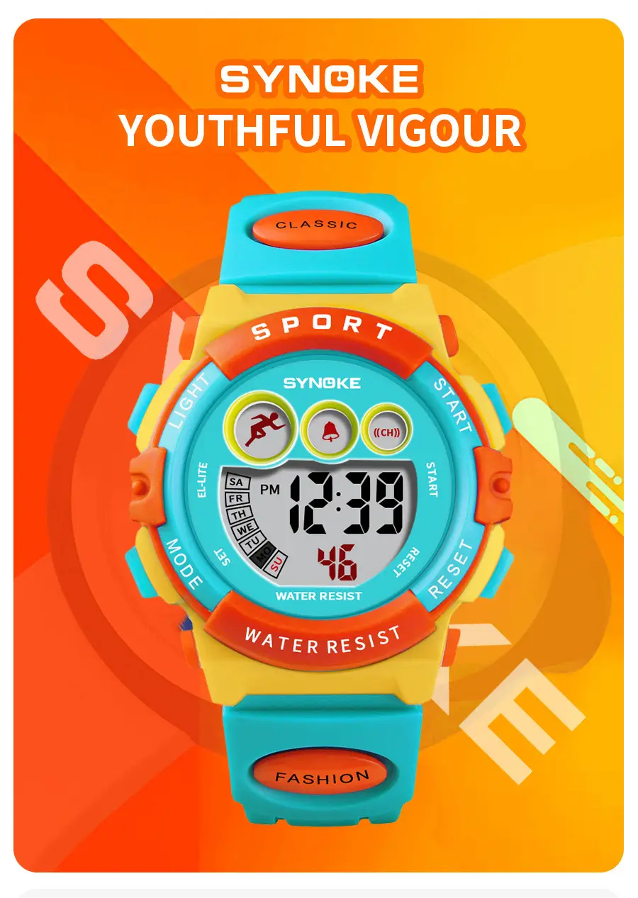SYNOKE Waterproof Kids Watch Sport Colorful — feature 1