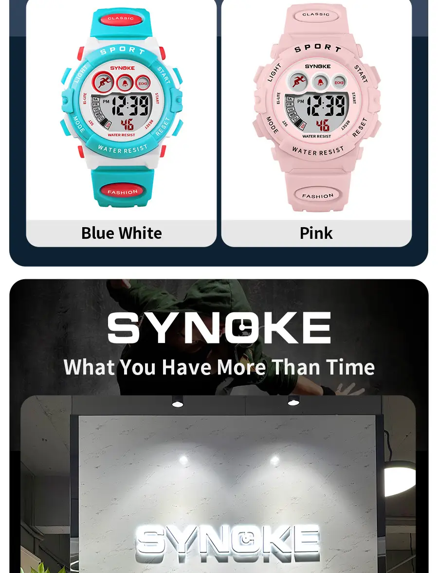 SYNOKE Waterproof Kids Watch Sport Colorful — feature 12