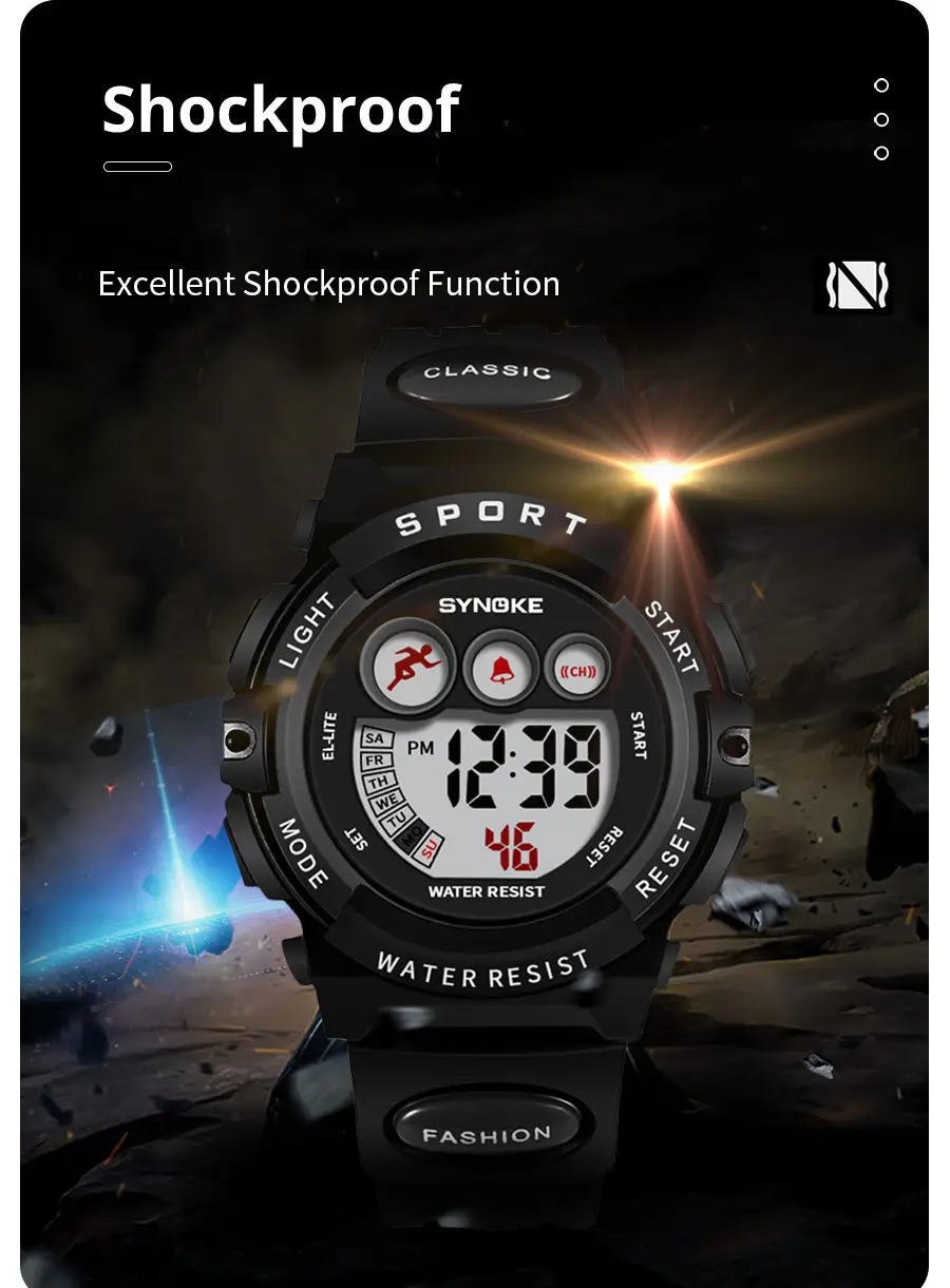 SYNOKE Waterproof Kids Watch Sport Colorful — feature 5