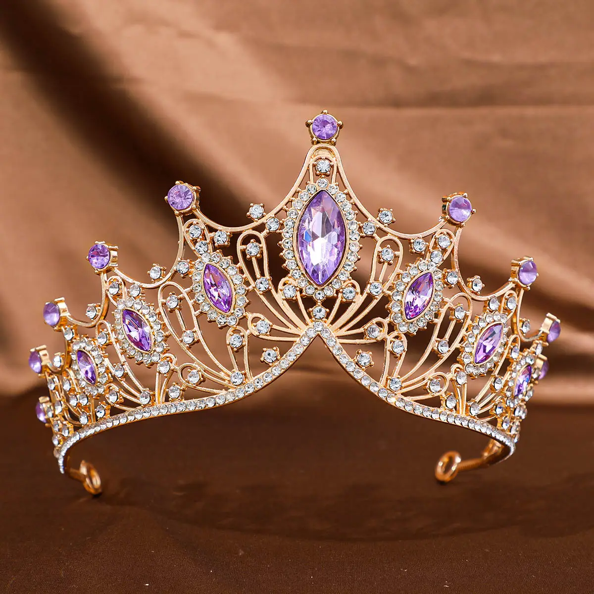 Red Rhinestone Baroque Crown for Women Wedding Hair Accessory - Image 28