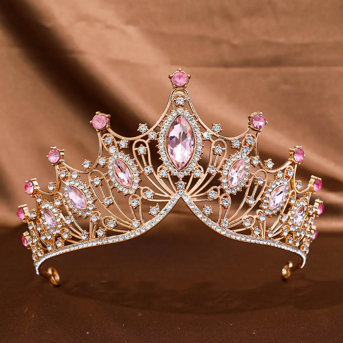 Red Rhinestone Baroque Crown for Women Wedding Hair Accessory - Image 10
