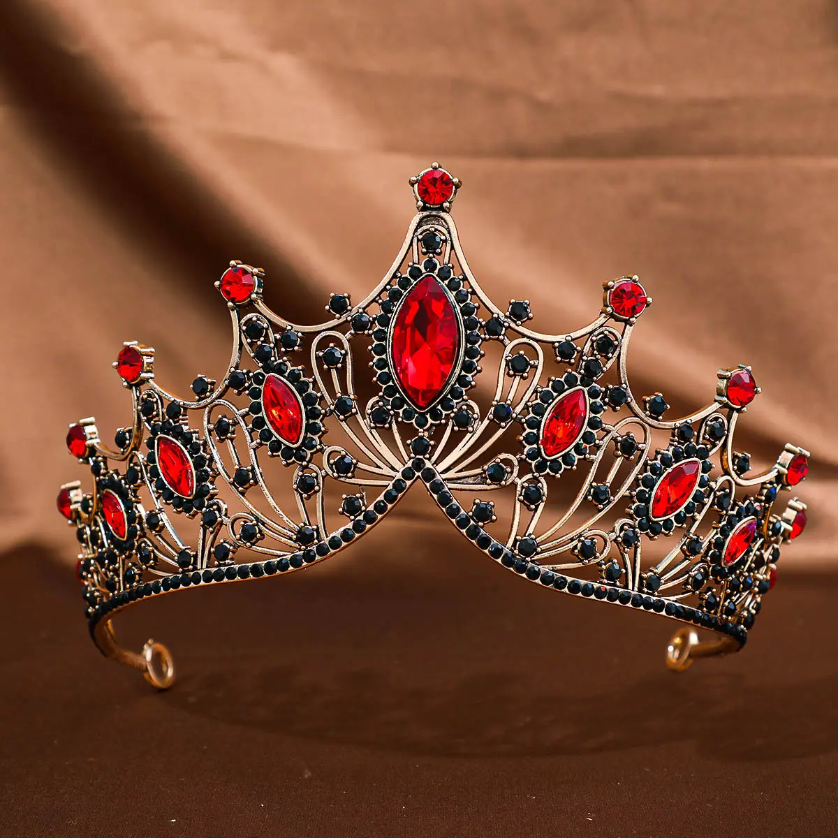 Red Rhinestone Baroque Crown for Women Wedding Hair Accessory - Image 12