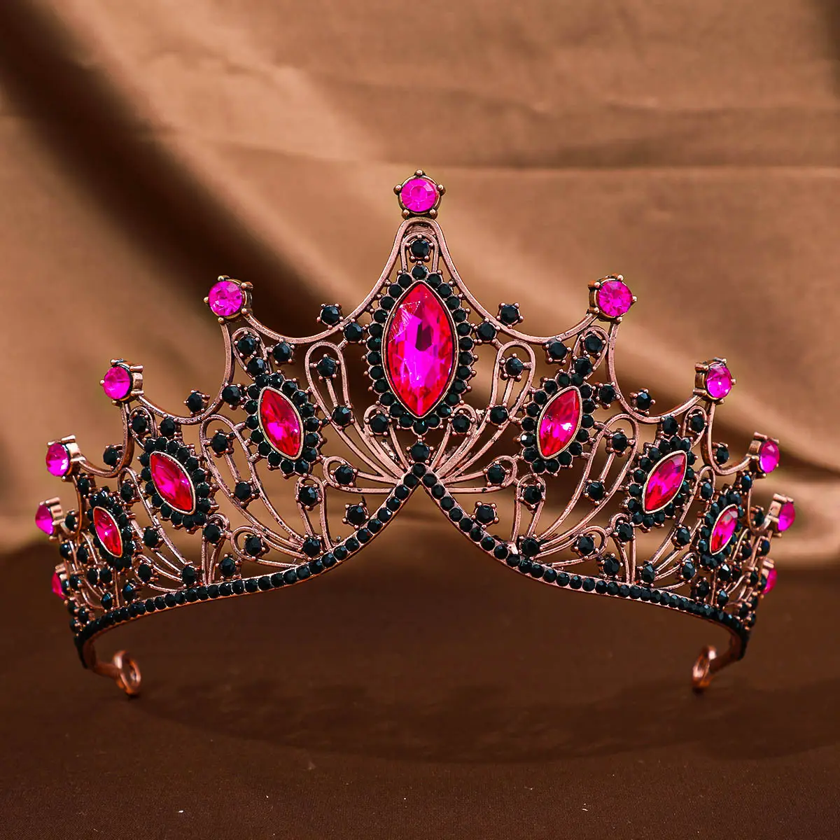Red Rhinestone Baroque Crown for Women Wedding Hair Accessory - Image 13