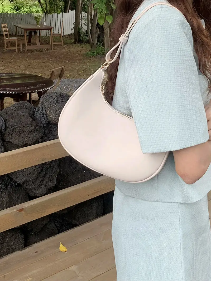 Women's Half-Moon Bag Crossbody Shoulder Light Blue - Image 4