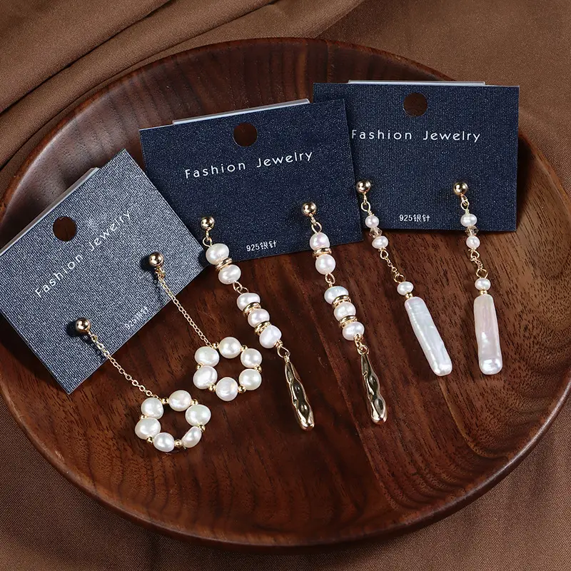 Natural Freshwater Pearl Baroque Earrings Wholesale Copper Plated Real Gold S925 Sterling Silver Pins - Image 5