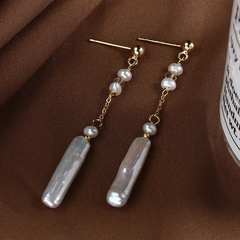 Natural Freshwater Pearl Baroque Earrings Wholesale Copper Plated Real Gold S925 Sterling Silver Pins - Image 3