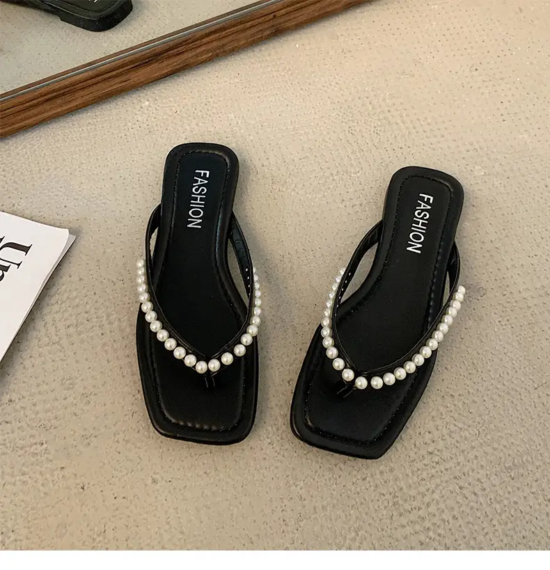 White Pearl Flat Sandals Women Summer 2023