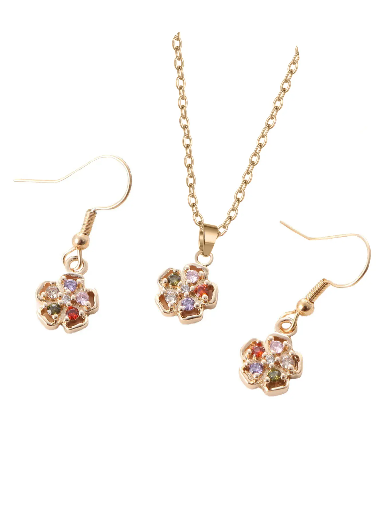 Lucky Zircon Earrings Necklace Set for Women