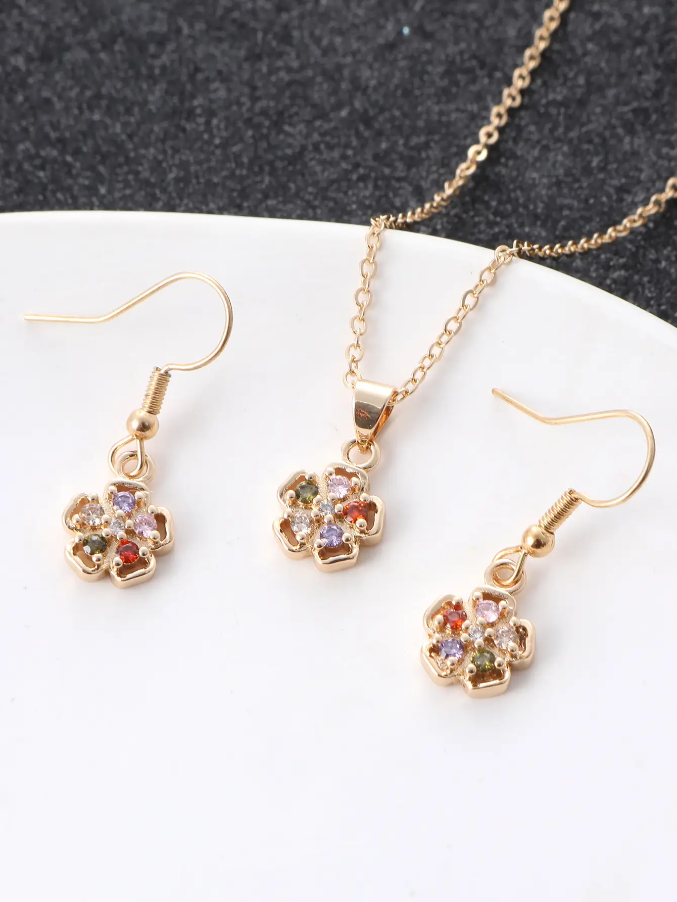 Lucky Zircon Earrings Necklace Set for Women — feature 4