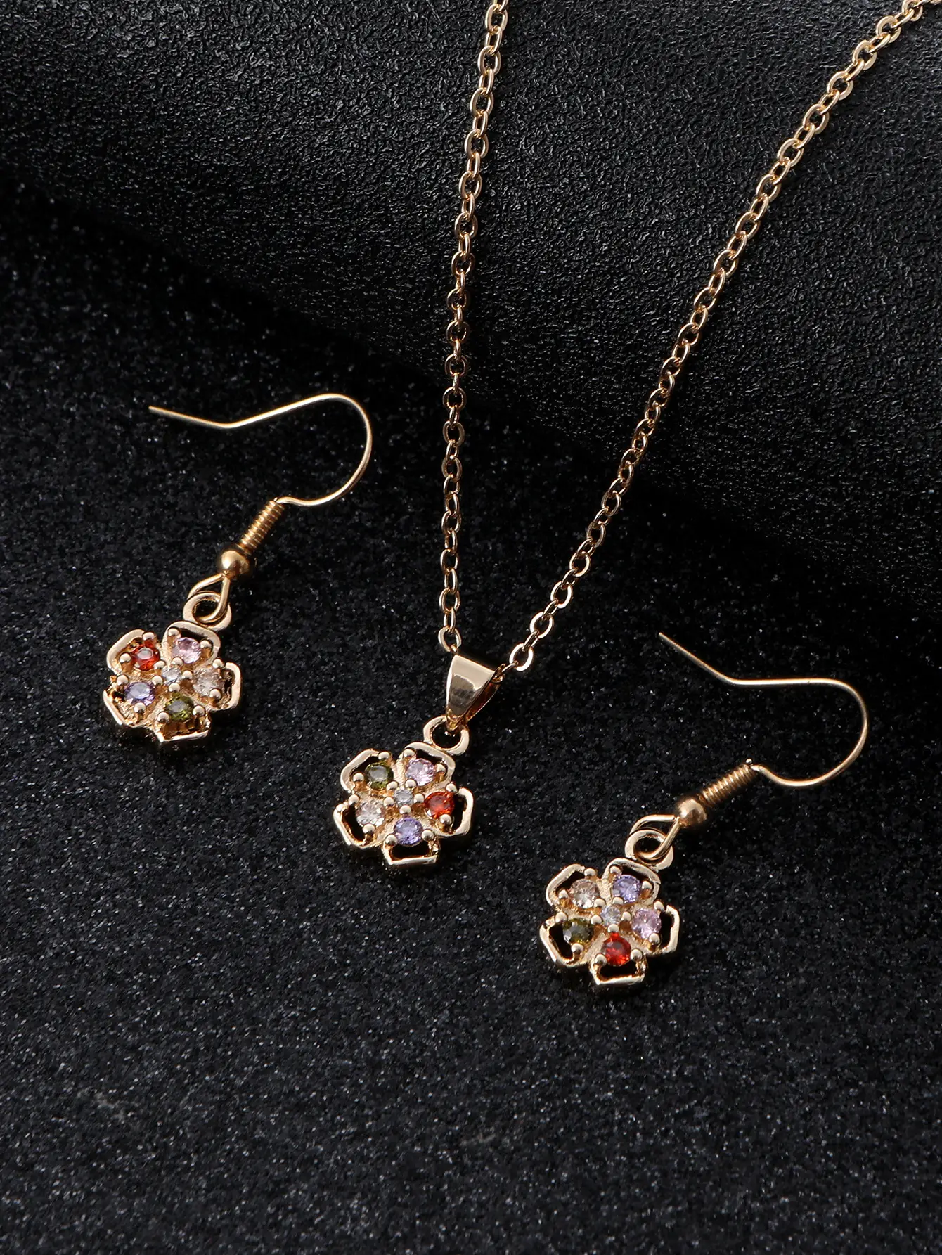 Lucky Zircon Earrings Necklace Set for Women