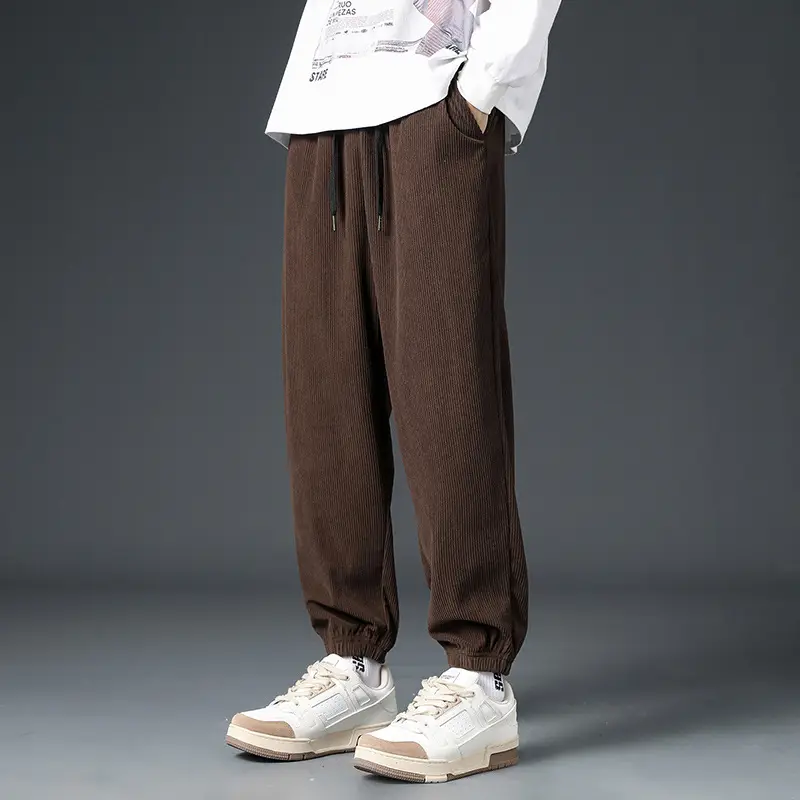 Men Brown Loose Fit Sweatpants Casual Summer