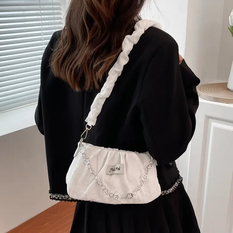 White Pleated Crossbody Bag for Women 2026 - Image 5