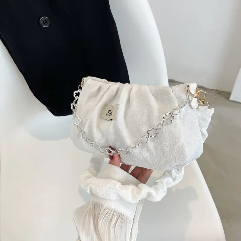 White Pleated Crossbody Bag for Women 2026 - Image 2