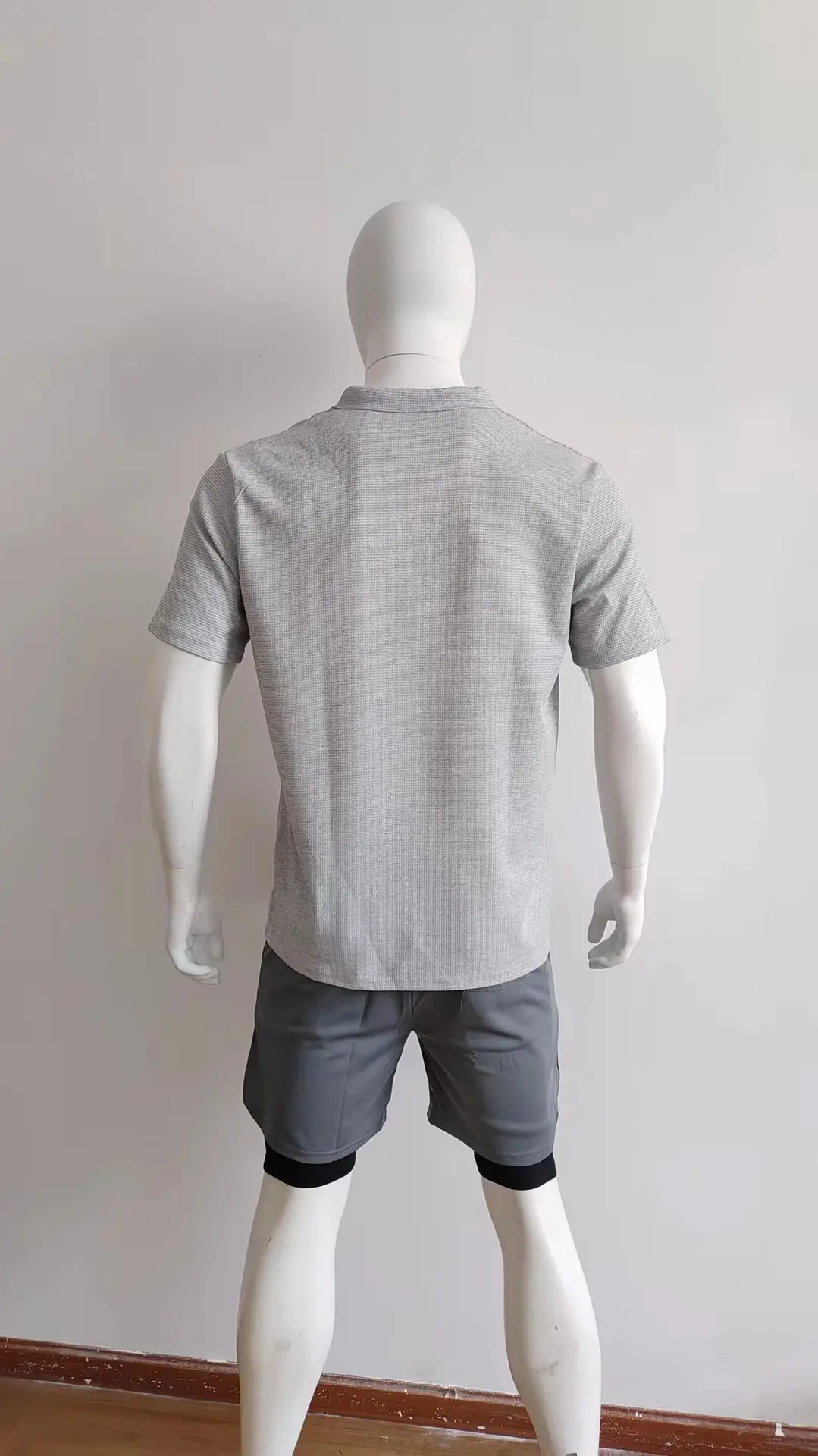 Men's Grey Heavy Waffle Polo T-Shirt — feature 24