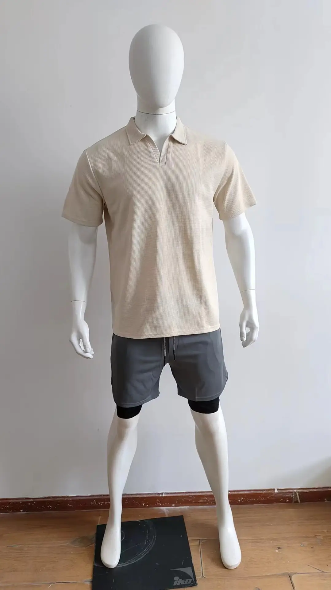 Men's Grey Heavy Waffle Polo T-Shirt — feature 25