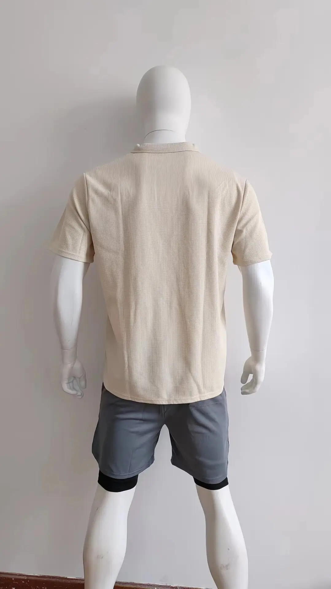 Men's Grey Heavy Waffle Polo T-Shirt — feature 26