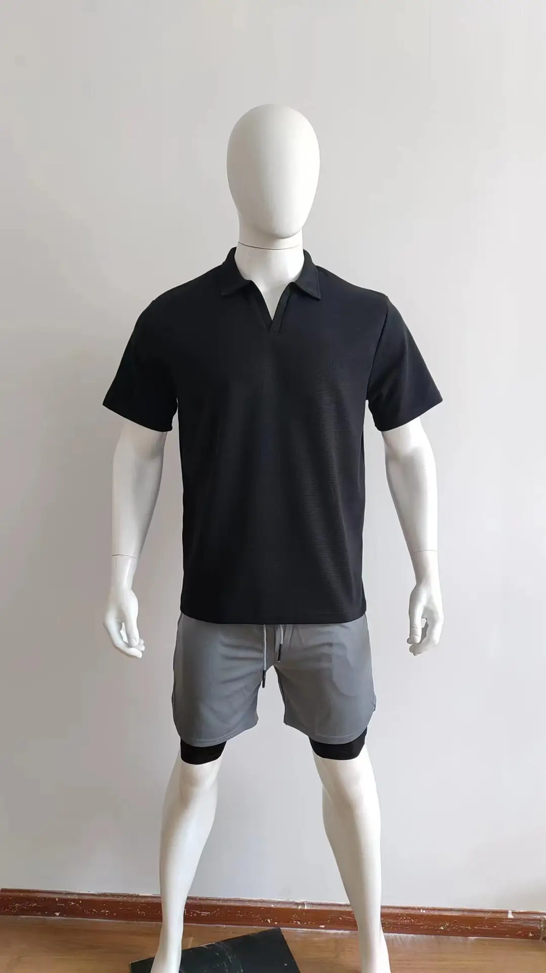 Men's Grey Heavy Waffle Polo T-Shirt — feature 27