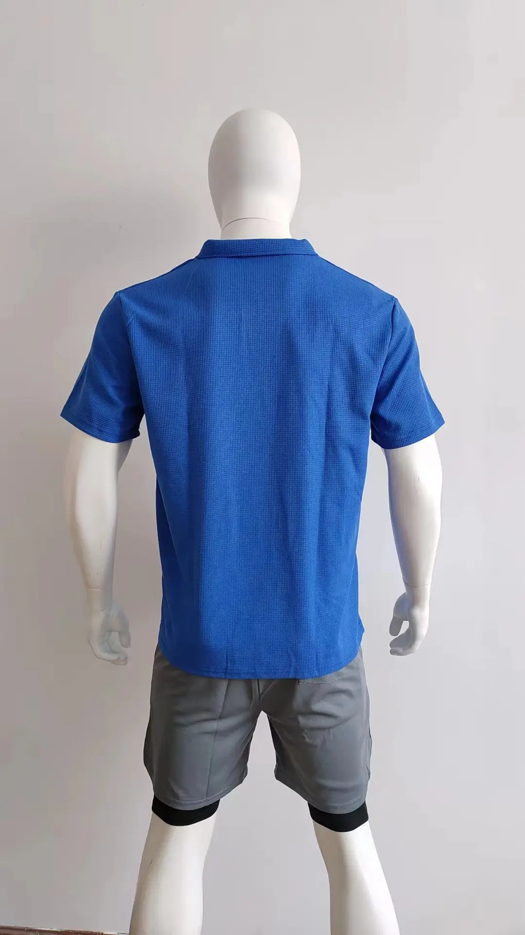Men's Grey Heavy Waffle Polo T-Shirt — feature 29