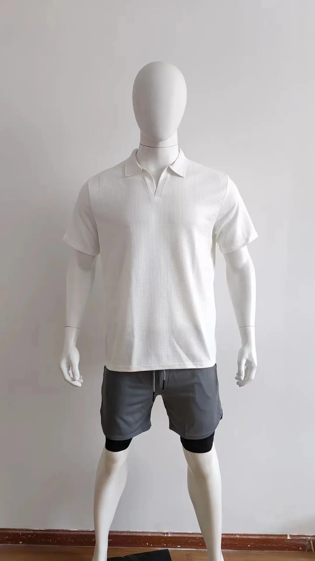 Men's Grey Heavy Waffle Polo T-Shirt — feature 31