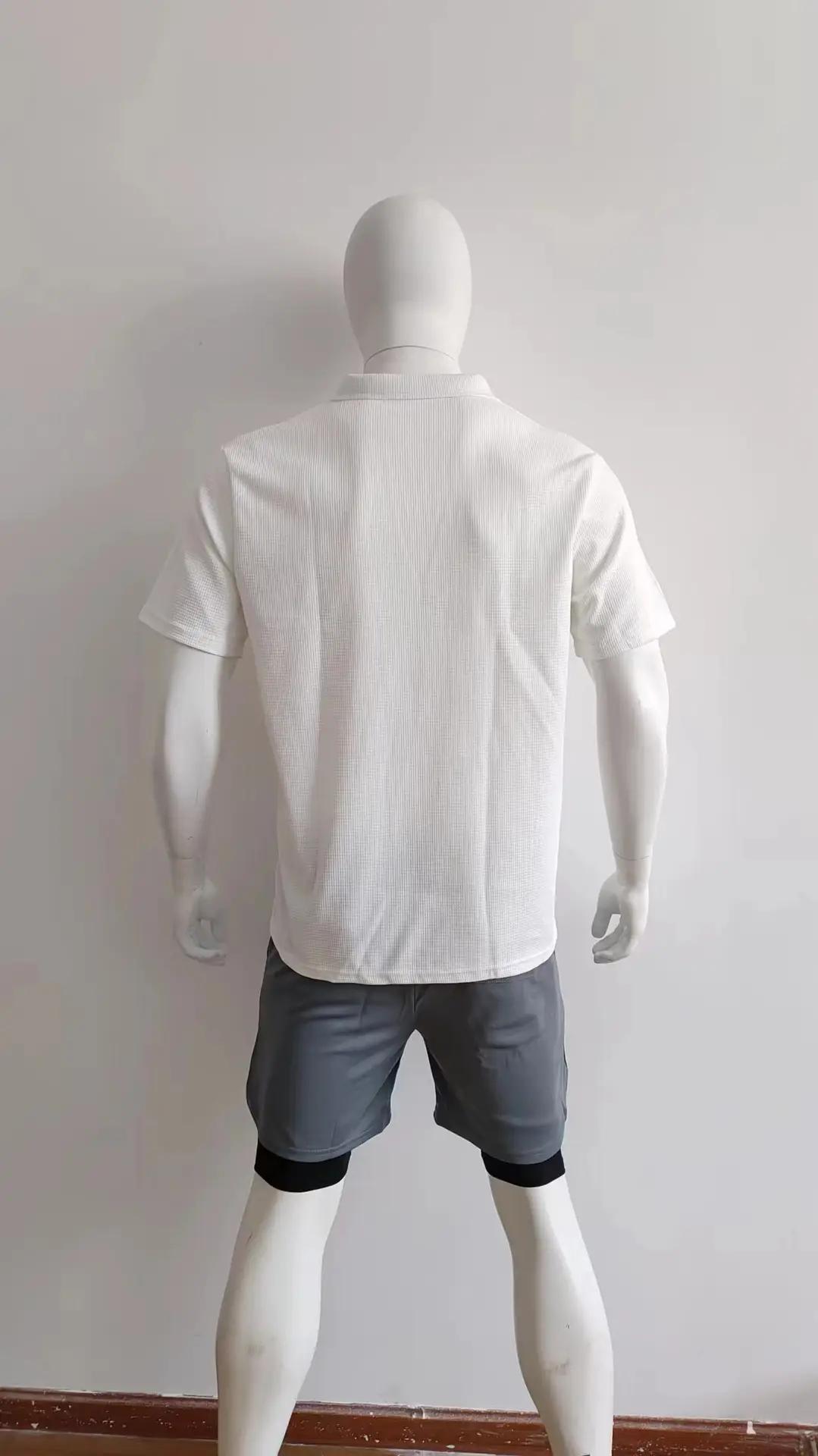 Men's Grey Heavy Waffle Polo T-Shirt — feature 32