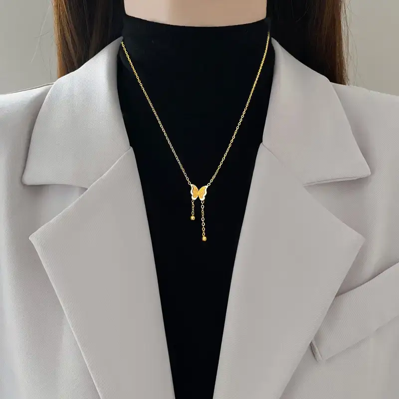 Ultra Simple Butterfly Tassel Necklace for Women - Image 4
