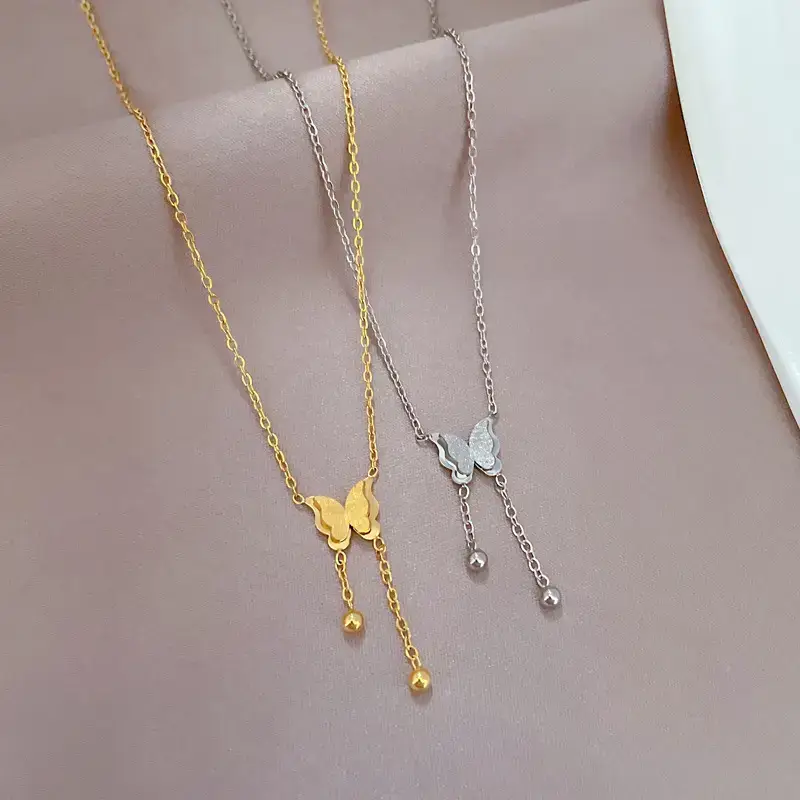 Ultra Simple Butterfly Tassel Necklace for Women - Image 5