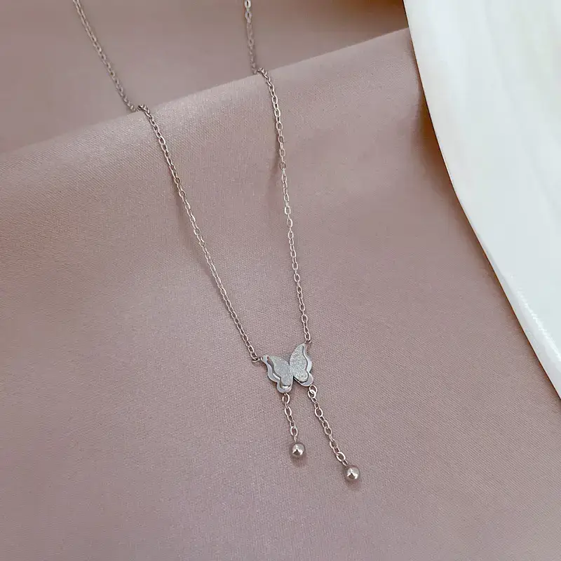 Ultra Simple Butterfly Tassel Necklace for Women — feature 4