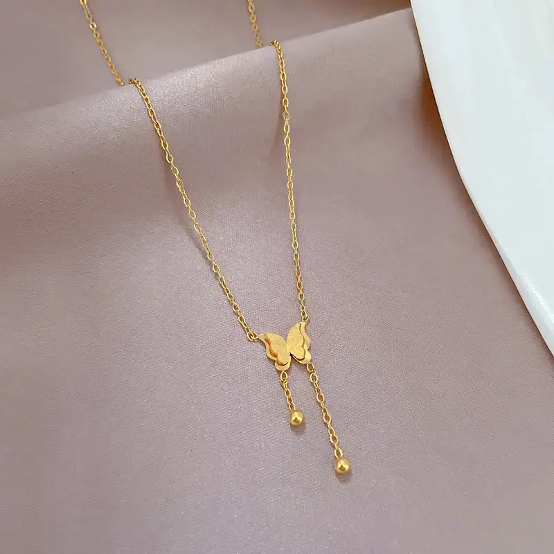 Ultra Simple Butterfly Tassel Necklace for Women — feature 6
