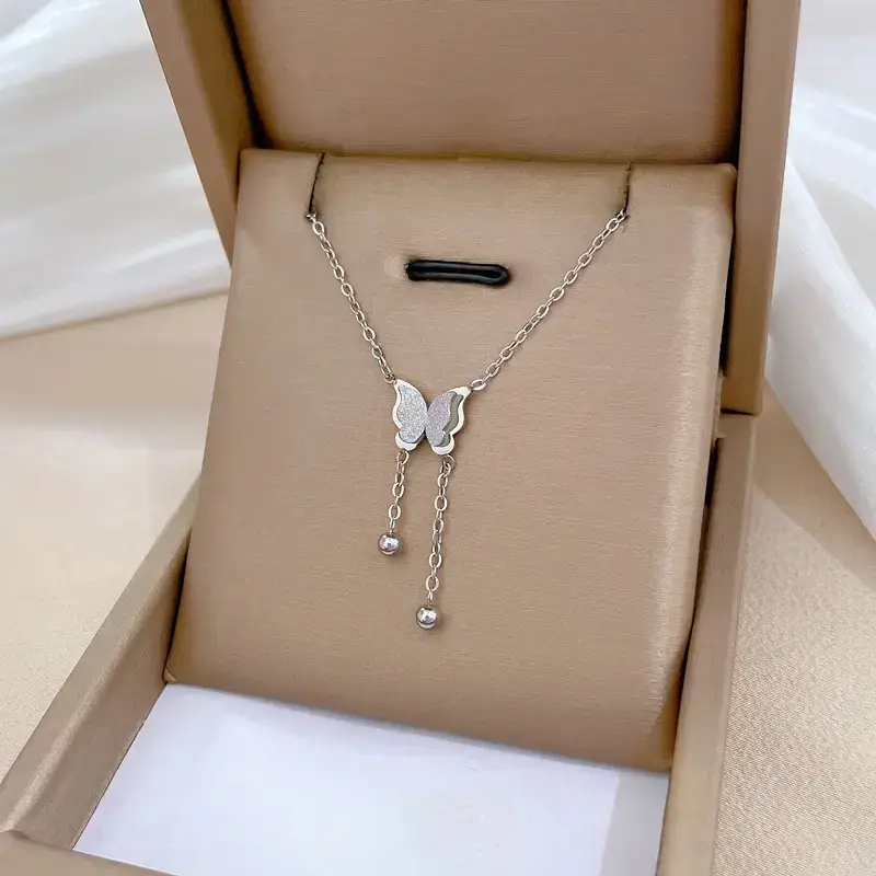 Ultra Simple Butterfly Tassel Necklace for Women - Image 2
