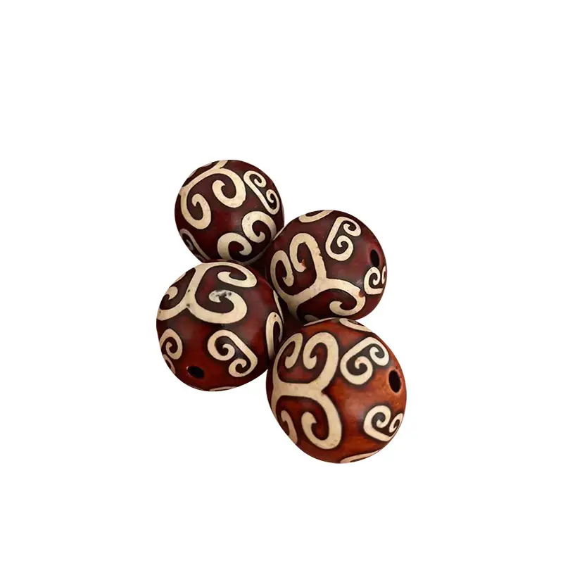 Antique Red Natural Agate 20mm Round Beads - Image 5