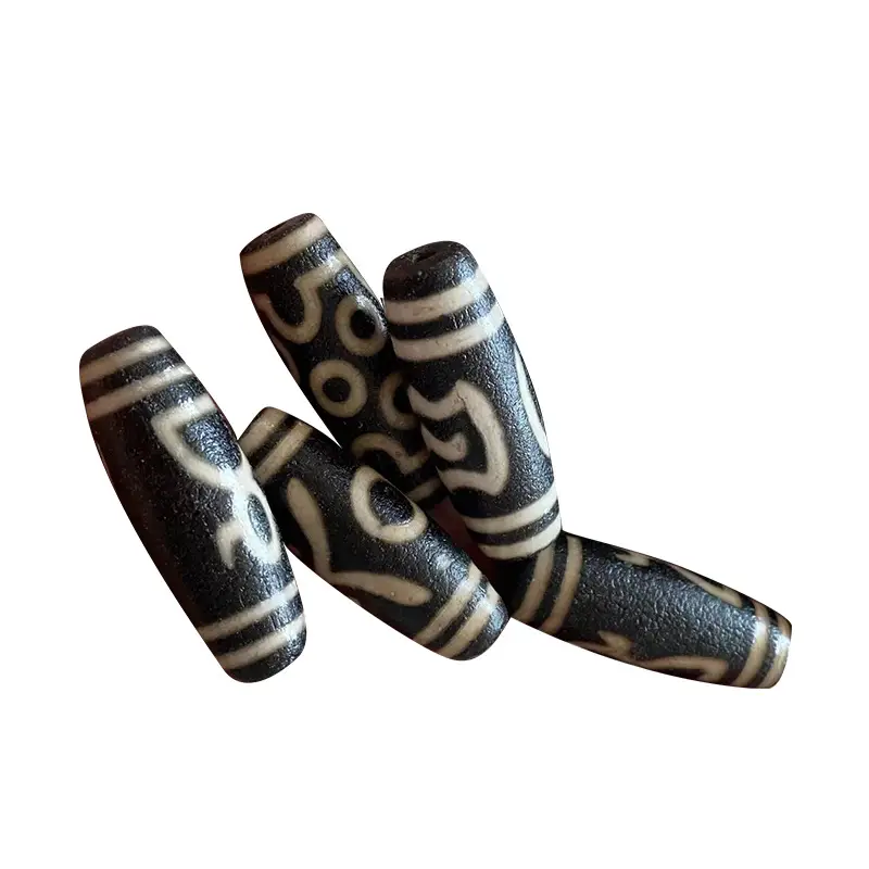 Natural Agate 40mm High Oil Beads Black White Pattern - Image 5