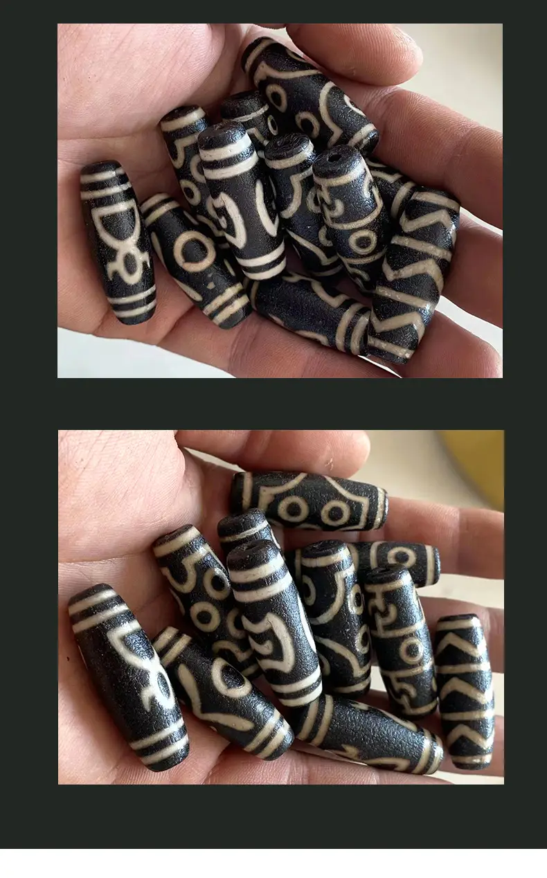 Natural Agate 40mm High Oil Beads Black White Pattern — feature 8