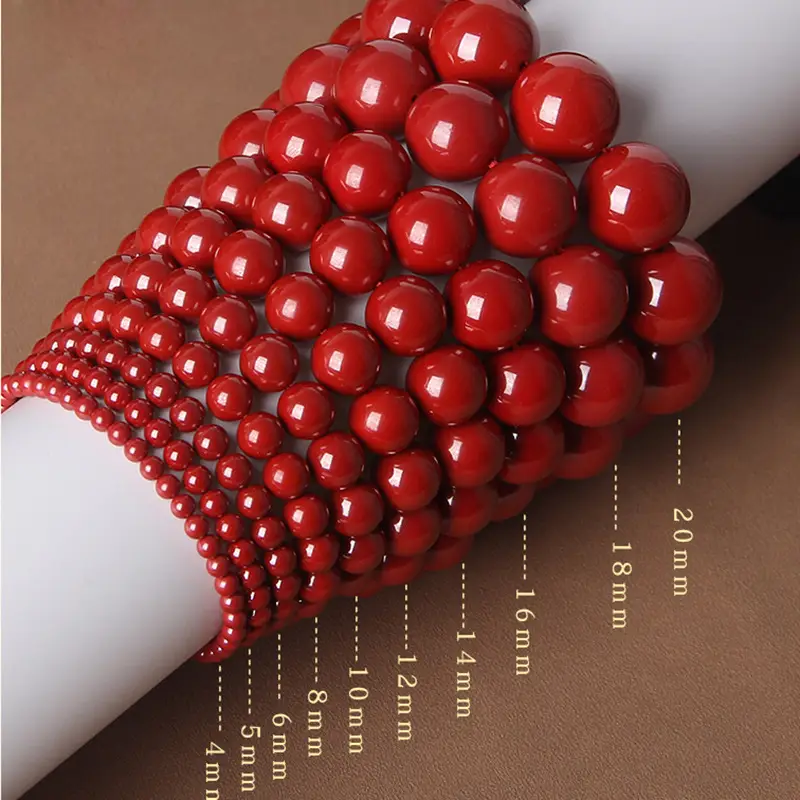 Natural Cinnabar Bracelet Women's Red Gold Plated - Image 2
