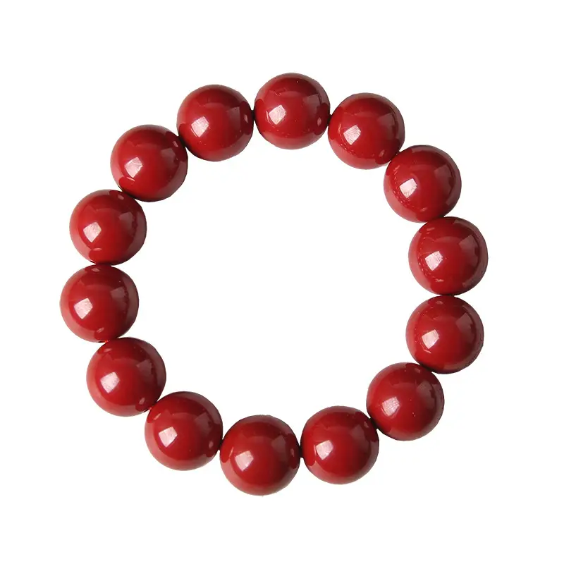Natural Cinnabar Bracelet Women's Red Gold Plated - Image 5